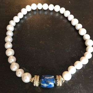 Pearl Necklace and Lapis Centerpiece